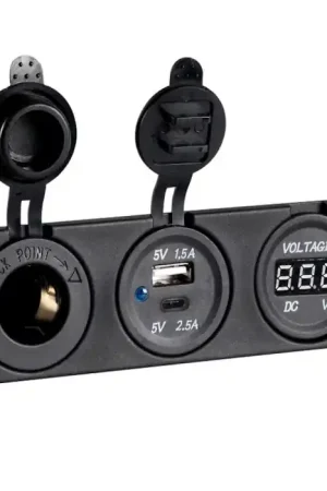 Meilleur Choix Multiple prise Osculati Voltmètre numérique prise USB et USB C prise allume-cigare