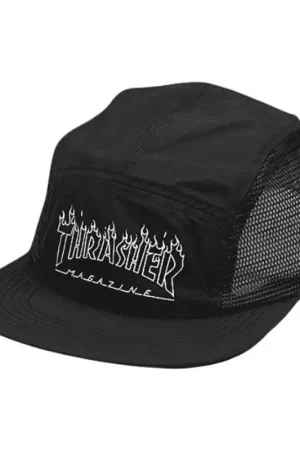 Expédition Rapide Casquette THRASHER 5 panel flame outline black