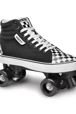 Roller quad ROCES ollie noir/blanc à damier Nouvelle Collection