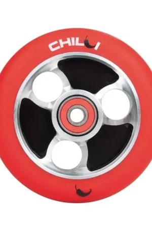 Roue de Trottinette CHILLI chilli 100mm moyeu noir gomme rouge Quantité Limitée