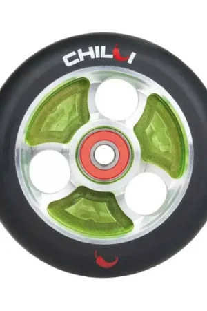 Promotion Roue de Trottinette CHILLI chilli 100mm moyeu vert gomme noir
