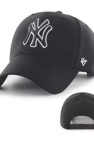 Casquette 47 CAP MLB NEW YORK YANKEES MVP SNAPBACK BLACK WHITE Produit De Marque