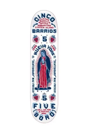 Expédition Rapide Deck skate 5BORO DECK CINCO BARRIOS WHITE 8.0 X 32
