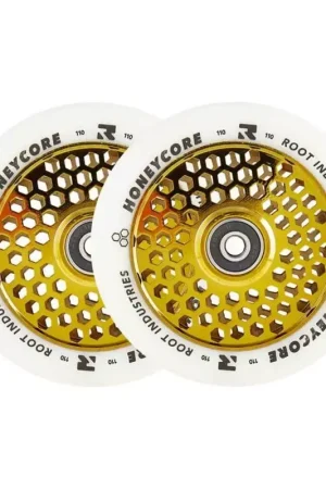 Vente Flash Root Honeycore Blanc 110mm Roue Trottinette Freestyle Pack de 2 Or 110mm