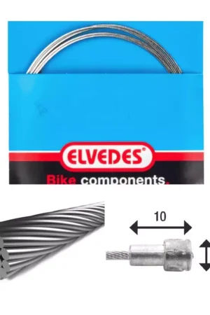 Must-Have ELVEDES Cable de frein 2 000mm 1x19 fils Stainless diamètre 1,5mm tete en V diamètre 5,5x10