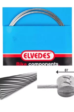 Haute Qualité ELVEDES Cable de frein 1 000mm 1x19 fils Stainless diamètre 1,5mm tete en T diamètre 7x6mm
