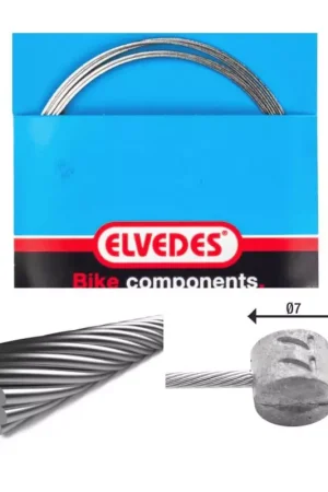Haute Qualité ELVEDES Cable de frein 3 000mm 1x19 fils Galvanised diamètre 1,5mm tete en T diamètre 7x6mm