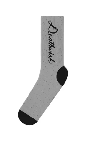 Retour Gratuit Chaussettes skate DEATHWISH SKATEBOARDS Script Heather Gris