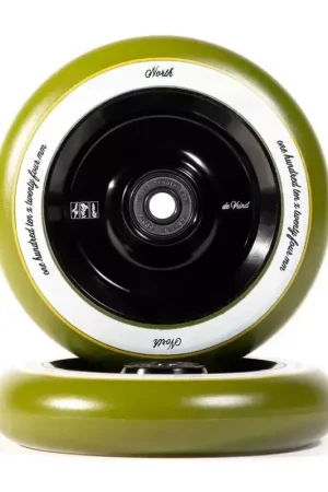 Prix Choc Paire de roues trottinette NORTH Jon Dev Signature 24mm Olive Green 110mm
