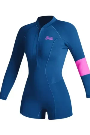 Soldes Combinaison shorty femme MYSTIC Lunar Longarm 2/2mm Frontzip Summer Blue