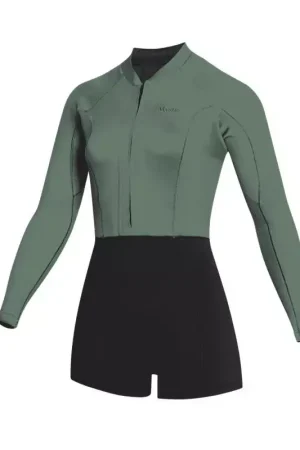 Offre Du Jour Combinaison shorty femme MYSTIC Lunar Longarm 2/2mm Frontzip Dark Olive