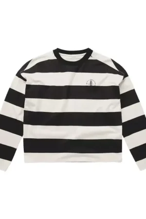 Tee shirt femme MYSTIC The Stripe Tee Black Haute Qualité