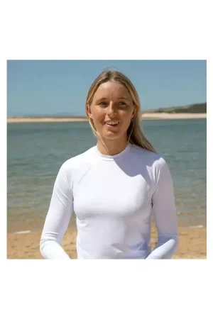 Bon Marché Lycra manches longues femme NEILPRYDE Spark Rash Guard White/Petrol M