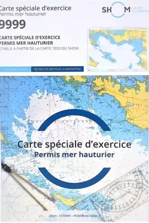 CARTE MARINE D EXAMEN N°9999 PLI PERMIS MER HAUTURIER Commander Maintenant